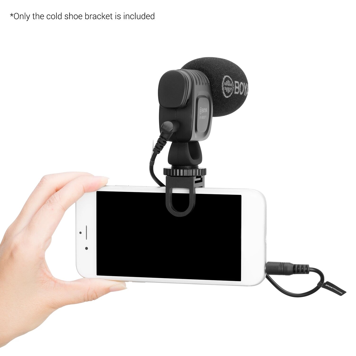 Boya BY-C12 Universele Smartphone Koude Schoen Beugel Microfoon Montage Adapter Houder Aluminium Voor Mobiel Vlog Live