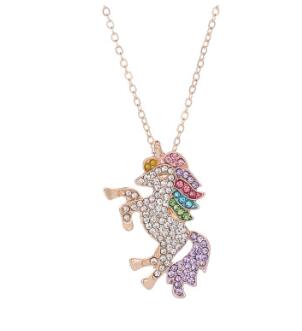 Nette Einhorn Halskette Karikatur Pferd Schmuck Zubehör Für Mädchen freundlicher freundlicher Frauen Party Ebene Anhänger Armbinde einstellen: Rose Gold Farbe
