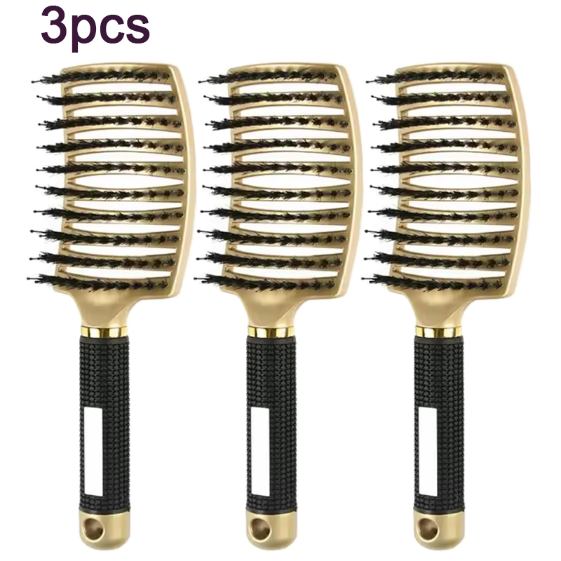 Cepillo para desenredar el cuero cabelludo, peine para masaje, cerdas de nailon para mujeres, cepillo mágico para el cabello rizado, herramientas de estilismo para salón de peluquería,: Negro