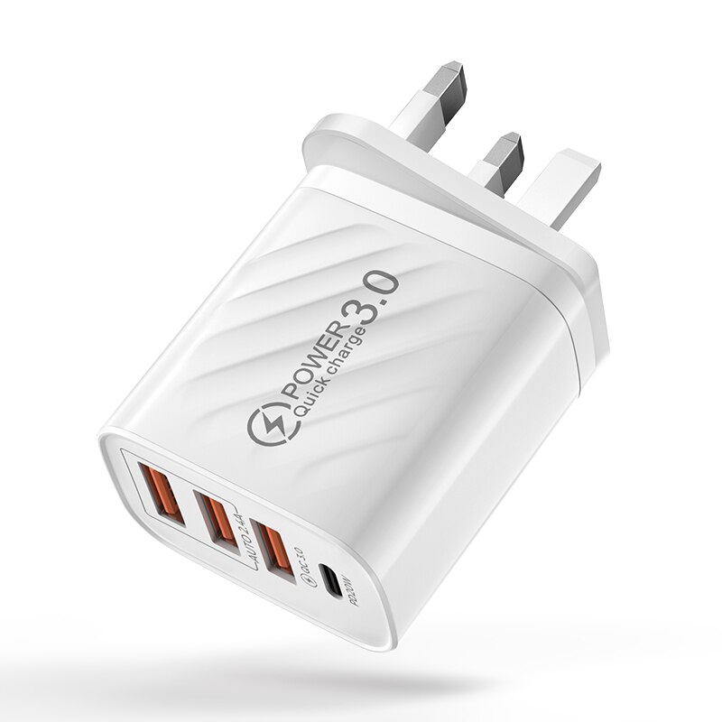 Ładowarka USB 48W szybka ładowarka 4.0 3.0 PD 30W ścienna ładowarka do telefonu iPhone 13 12 11 Xiaomi szybka ładowarka USB typu C: White UK
