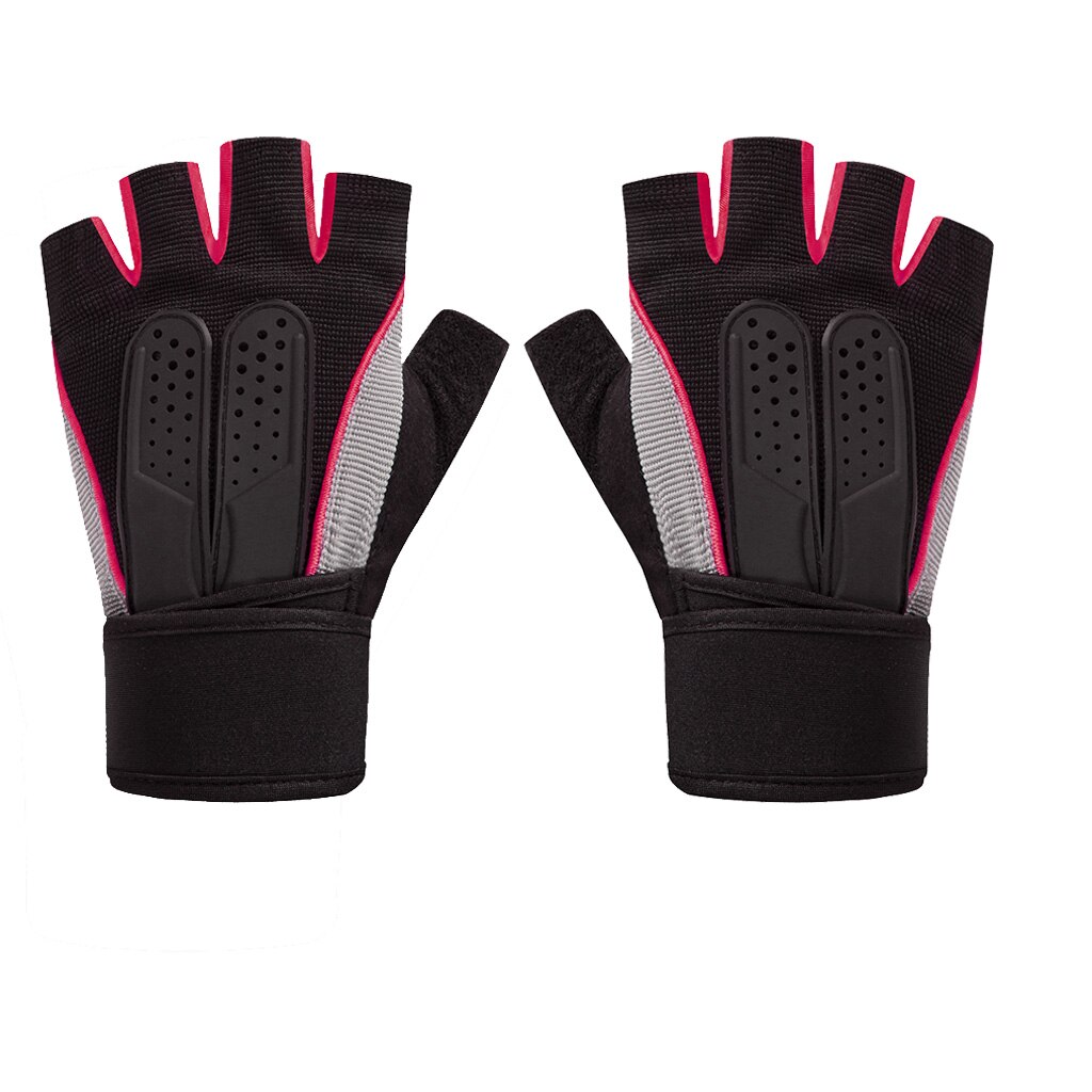 Womens Mens Sport Half Vinger Handschoenen Workout Gym Training Yoga Gewichtheffen: Pink L