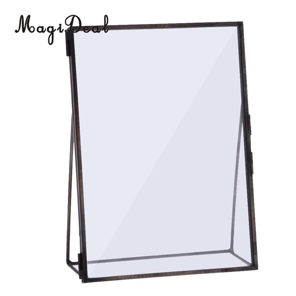 MagiDeal-marco de fotos de cristal, marco de fotos de latón independiente antiguo, Retrato, accesorios de decoración del hogar: 12x18cm