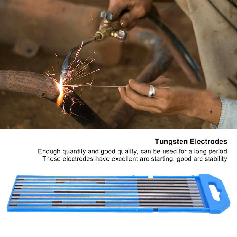 10Pcs Tungsten Electrodes Welding Electrodes WC20 3.2x175mm Cerium Tungsten Electrodes Needle TIG Rods Grey Head