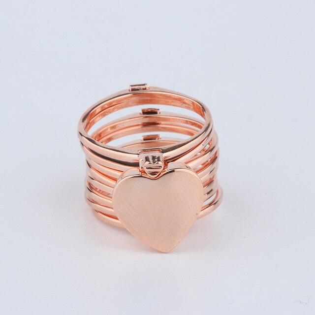 Wonderlife Versenkbare Ring Armbinde Ändern Dual-benutzen-Herz Falten Ring Armbänder Für Frauen Schmuck: Rose Gold / 7