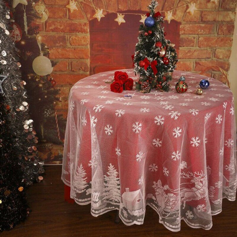 Mantel de encaje rojo y blanco de 5 estilos mantel redondo rectangular para boda, mesa de navideña, cubierta de mantel de mesa para banquetes, en casa, decoración