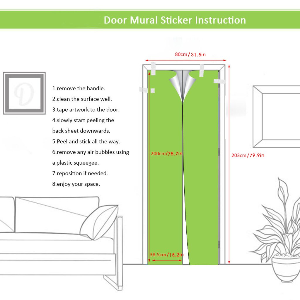 2-Piece/Set Self-Adhesive 3D Bookcase Door Stickers Removable Vinyl Matt Wallpaper Decals Waterproof Non-toxic Home Room Wall