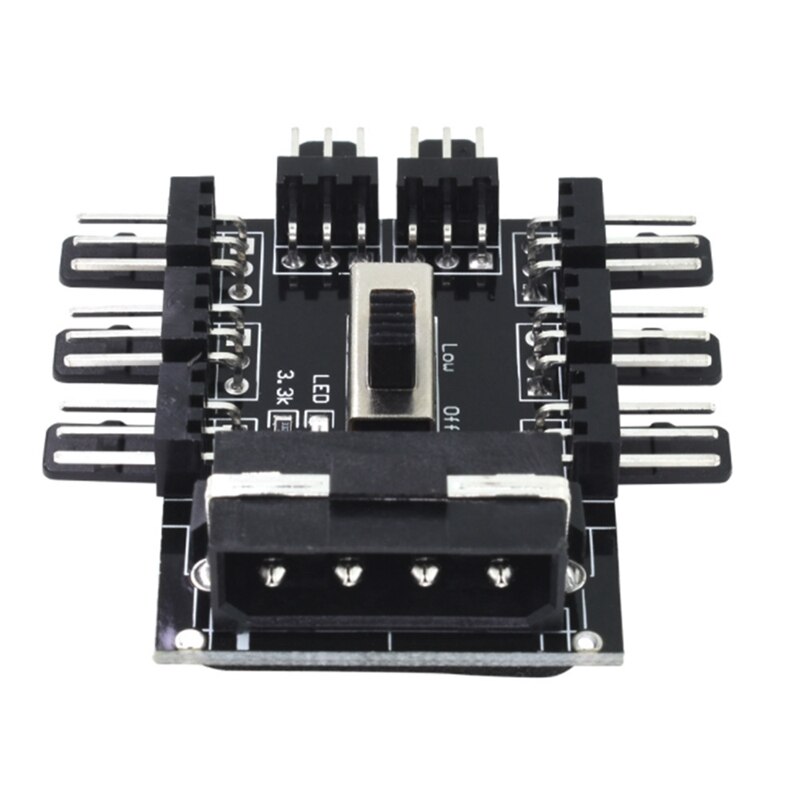 Concentrador de ventilador de refrigeración de 1 a 8 vías, controlador de velocidad de ventilador, regulador de velocidad de ventilador, PC, ordenador, IDE Molex, 3 pines, 12V, 2 uds.