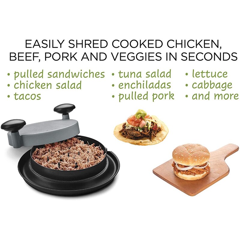 Kip Shredder Shred Machine Vlees Shredder Voor Pulled Pork Rood Rundvlees En Kip Vaatwasmachinebestendig (2 Stuks Grijs)