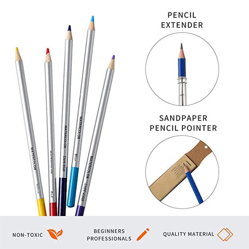 51Pcs/Set Sketch Pencils Set Drawing Sketching Kit Includes Graphite, Metallic Color, Water-Soluble Color Pencils Art Supplies