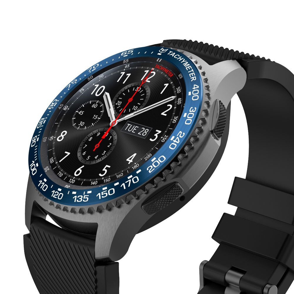 Cubierta de acero inoxidable para reloj inteligente Samsung Galaxy, 46MM, gear s3 frontier, anillo de bisel, cubierta adhesiva antiarañazos