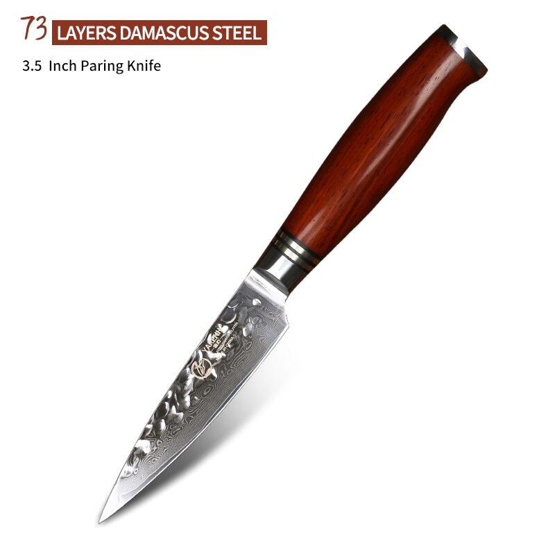 YARENH – couteau de Chef utilitaire en acier damas japonais, 73 couches, outils de cuisine professionnels en acier inoxydable à haute teneur en carbone: 3 inch paring knife