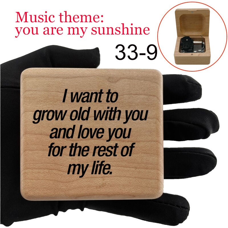 You are my sunshine music box wind up mechanical love quotes print wood dad birthday party family for wife Son Daughter: Beige