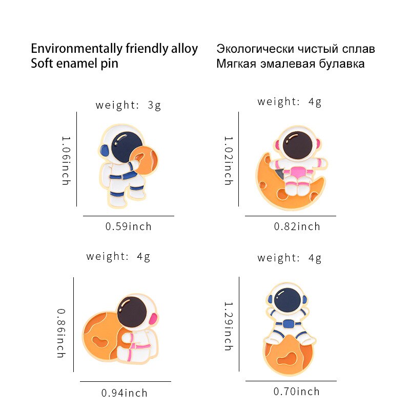 Space Character Astronaut Series Brooch Cute Leisurely Cartoon Brooch Wild Universe Moon Couple Brooch