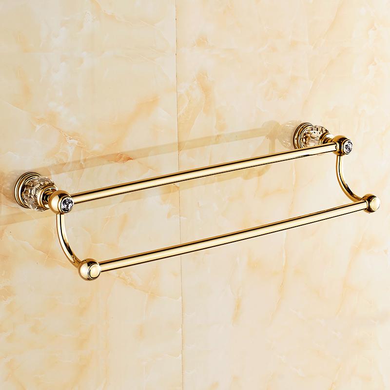 Solid Brass Crystal Bathroom Accessories Set Polish Finish Gold Bathroom Hardware Set Europe Antique Bathroom Products ST1: Towel Bar 2