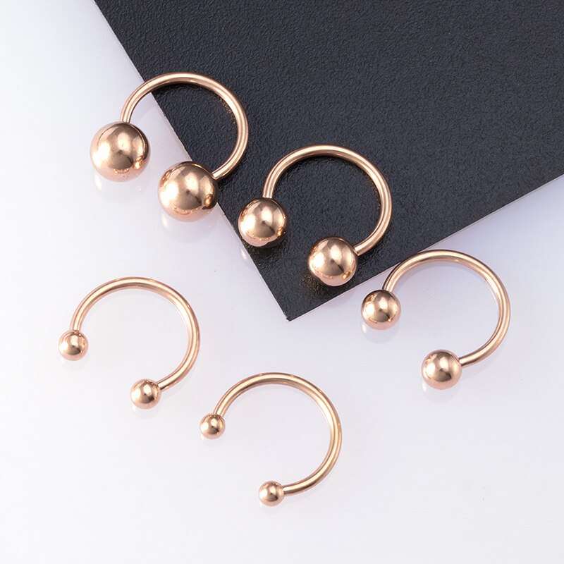 5Pcs Chirurgisch Staal Bcr Septum Lip Piercing Neuspiercings Hoop Hoefijzer Nep Neusring Oor Smiley Bar Circular Barbell oorbel 16G: EW40028RG-5pcs