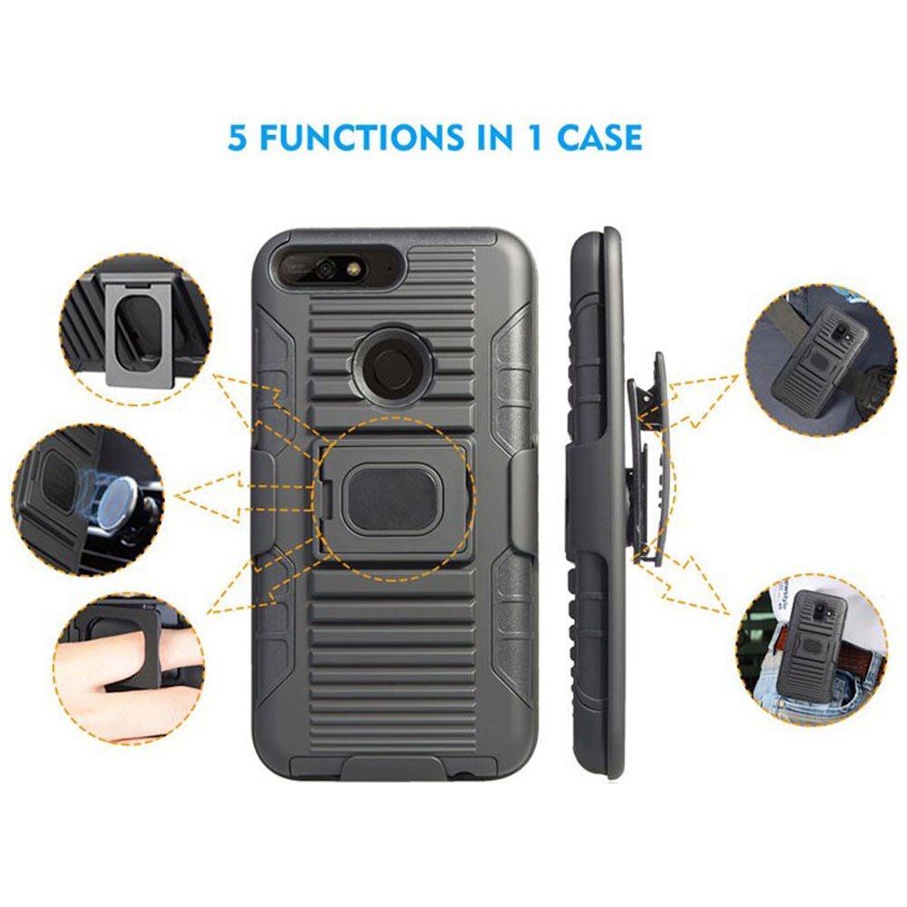 Hybrid Magnetische Ring Kickstand Armor Case Voor Huawei Y6 Belt Swivel Clip Holster Cover Voor Huawei Y6 ) /Honor 7A