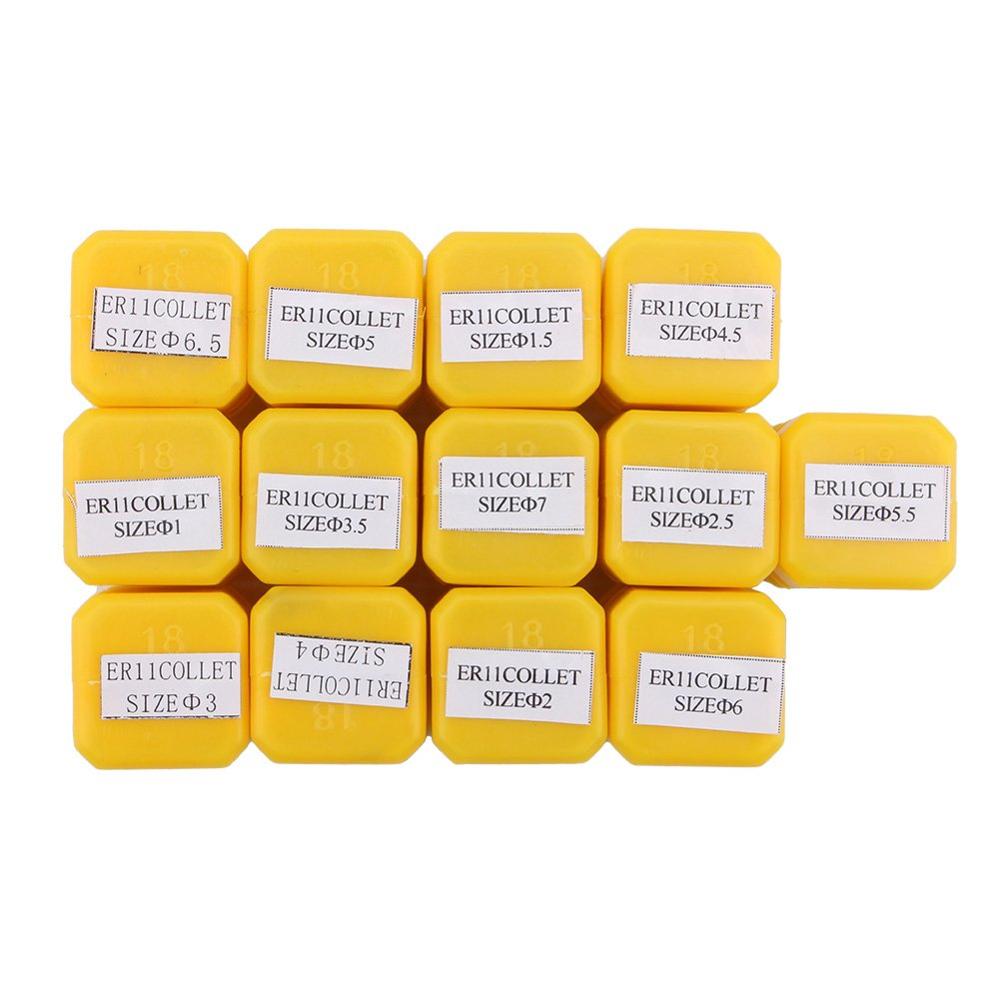 13Pcs/Set Accuracy 0.008 1-7mm ER11 Milling Chuck Spring Collet Set For CNC Engraving Machine Spring Collet Chuck Milling Lathe