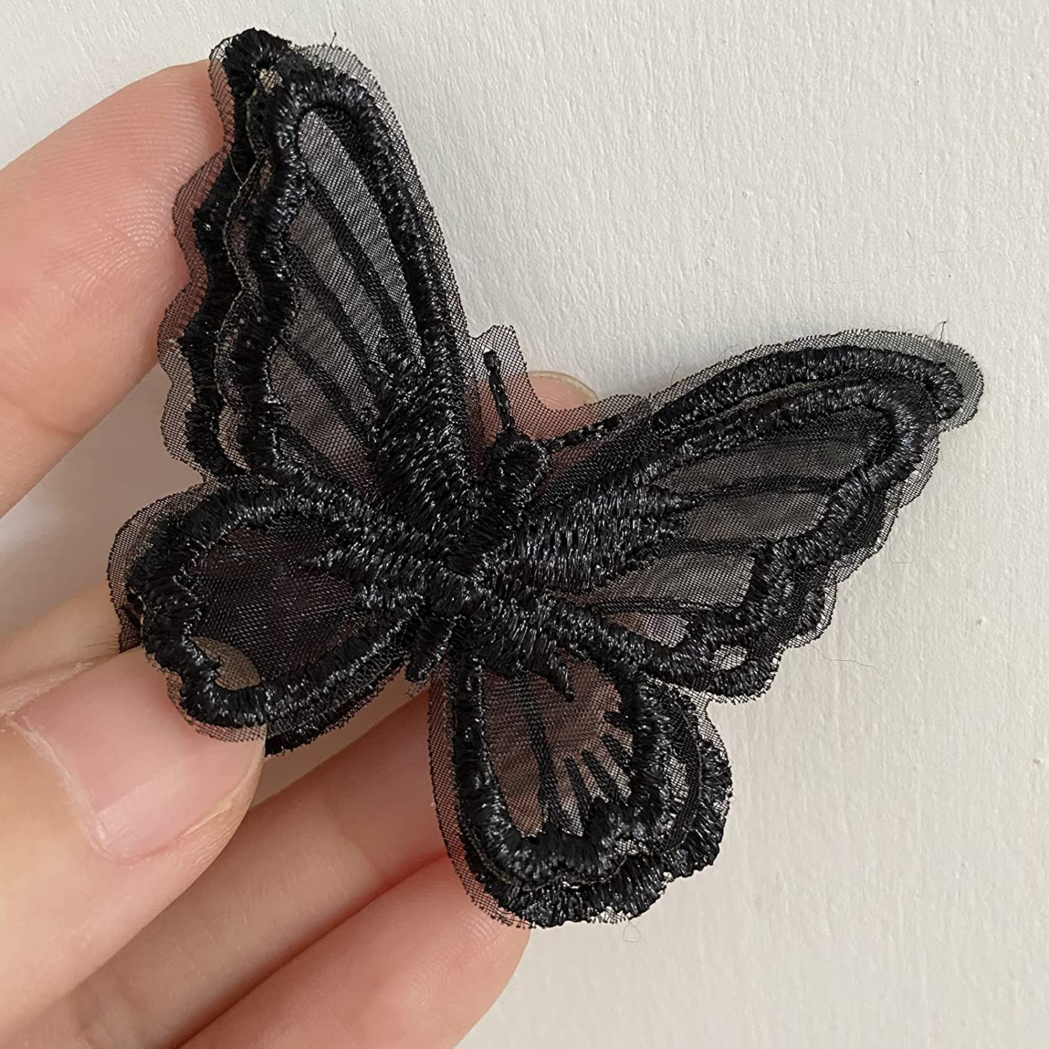 10 Stuks Borduren Vlinder Naai Ijzer Op Patch Badge Bruiloft Bruidsjurk Geborduurde Applique Naaien Craft DIY: Black Nickel