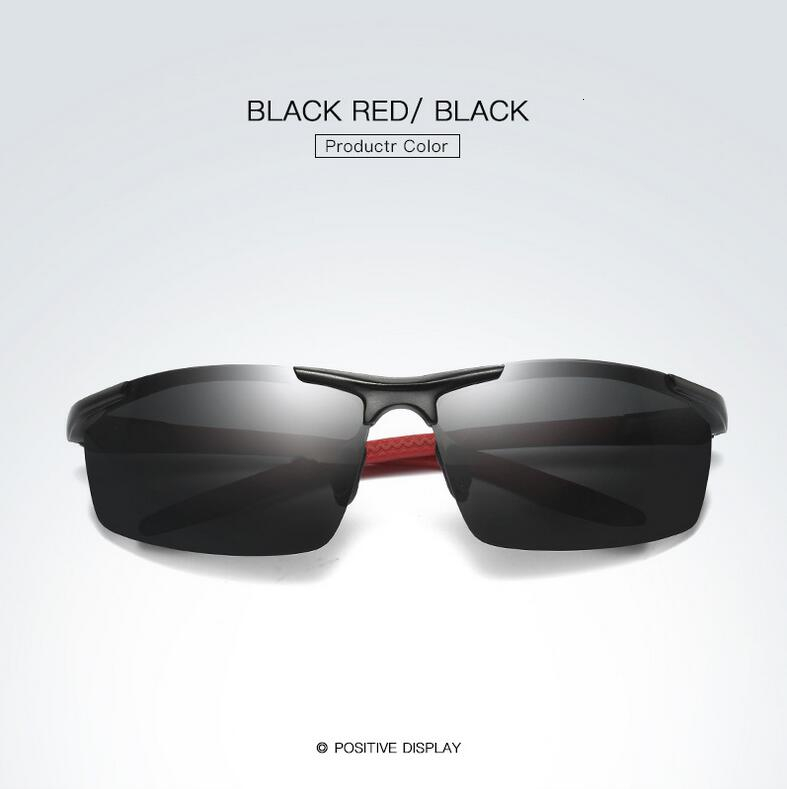 SHARK ZEIL Meekleurende Zonnebril Mannen Gepolariseerde Kameleon Glazen Mannelijke Kleur Veranderen Zonnebril HD Dag Nachtzicht Eyewear: 1.BLACK  RED  BLACK