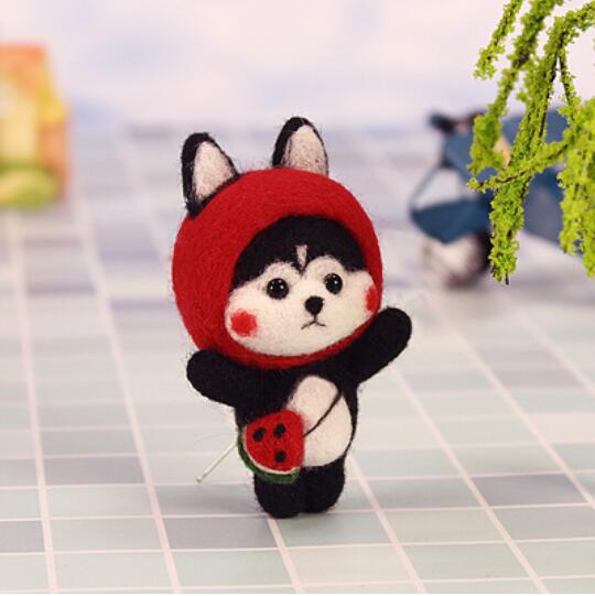 Dog and Dog Animals Wool Felt wool needlepoint kit wool felt needle felting decoration craft needlecraft: C