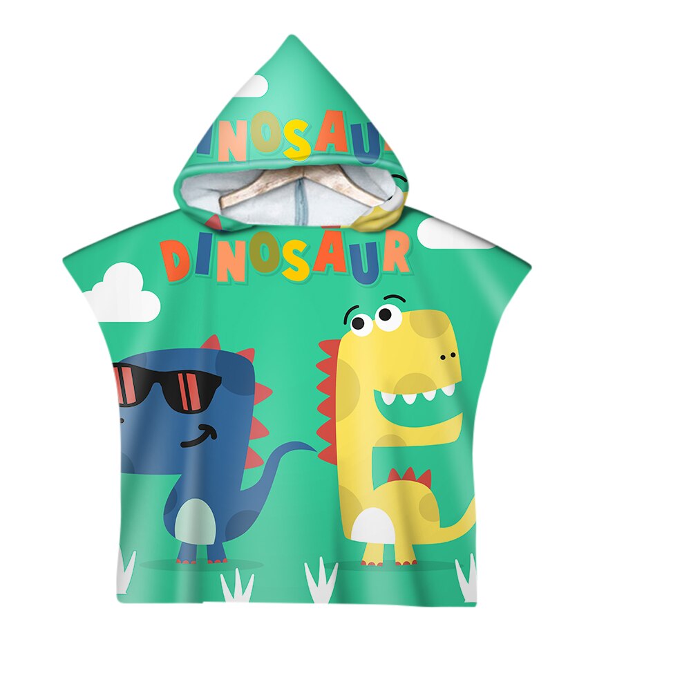 Leuke Dinosaurus Cartoon Kinderen Zwemmen Bad Hooded Mantel Strandlaken: 8