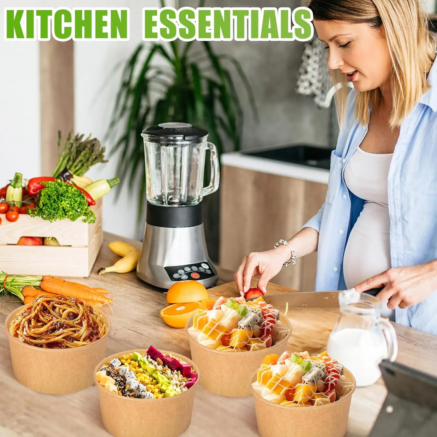 1/30pc Kraft Papier Mittagessen Kasten mit Deckel Tragbare Einweg für Heiße Suppe Salat Nudeln Eis Verpackung Schüsseln Boxen behälter