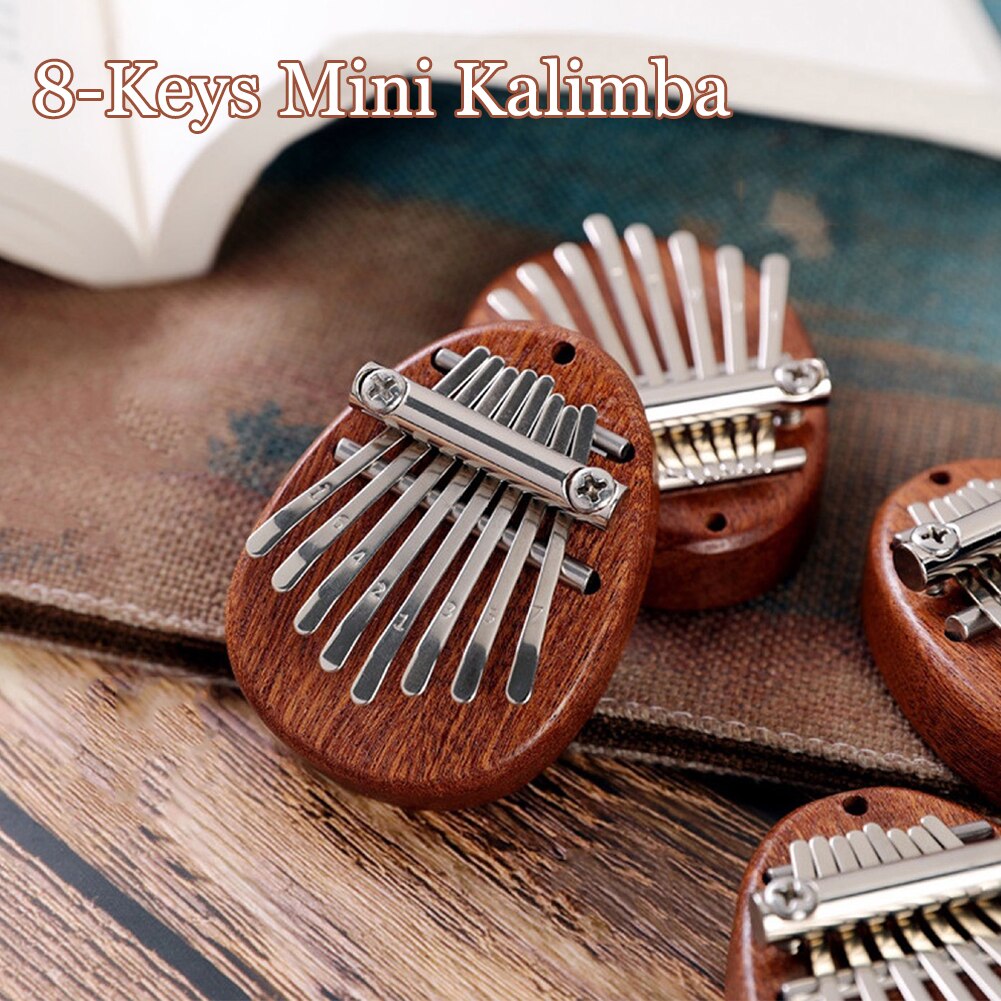 8 Keys Kids Adults Handheld Musical Instruments Tune Hammer Thumb Piano Mini Kalimba Portable Pendant Clear Sound Mahogany