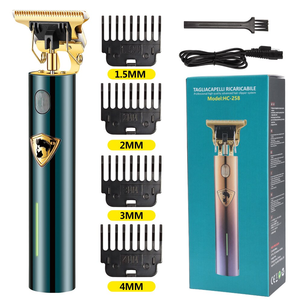 Gorąca sprzedaż nowa elektryczna maszynka do strzyżenia włosów USB akumulator 0mm golarka trymer do brody profesjonalne mężczyźni ścinanie włosów maszyna Barbershop: green