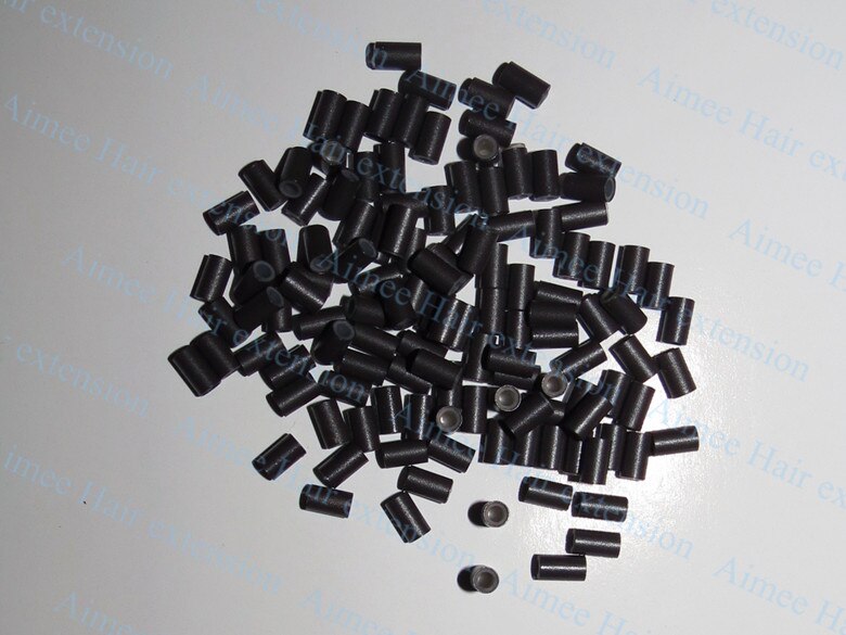3.4*2.0*6.0mm binnen siliconen zwart 1000 stuks/verpakking koper gemakkelijk vergrendelend/koperen buis micro link/ring/kraal voor i-tip haarverlenging