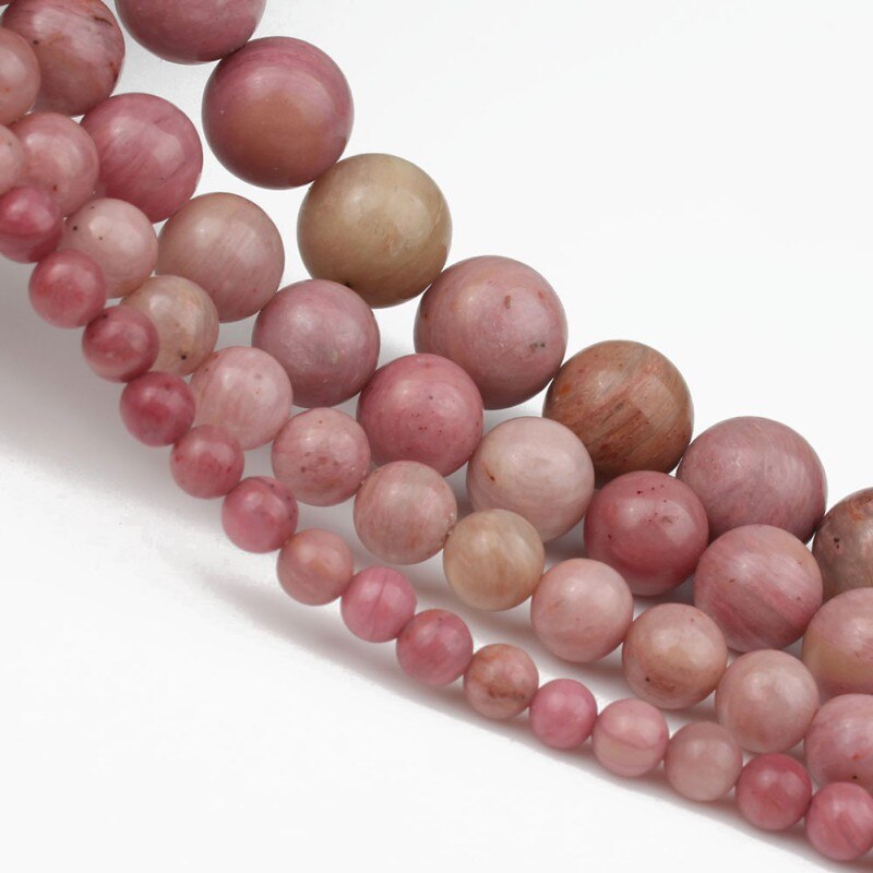 AAA Natural Rhodonite Stone Round Loose Beads For Jewelry Making Bracelet ,Necklace 15.5" Pick Size 4 6 8 10 12mm