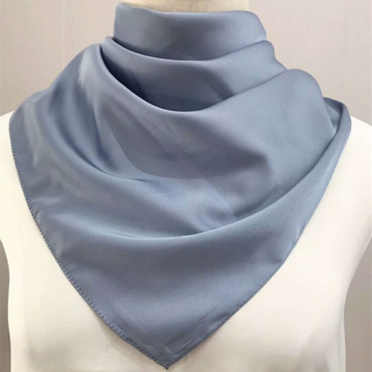 70*70 Cm Bandana Hoofddoek Voor Vrouwen Zijde Satijn Haar Sjaals Vrouwelijke Leuke Zakdoek Hals Sjaals Voor Dames groen Zwart Wit: Sky Blue
