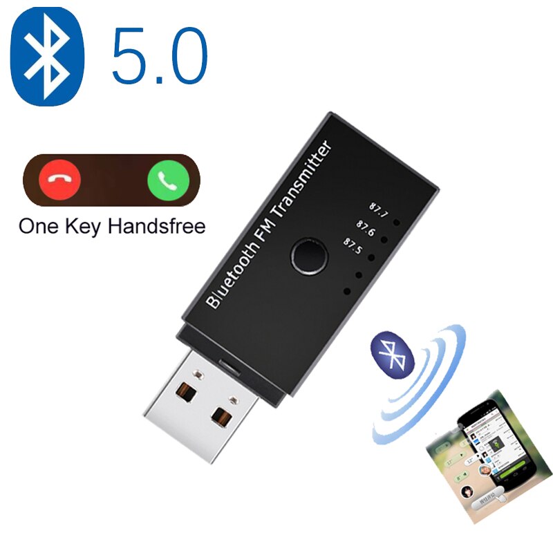 Jinserta Usb Bluetooth 4.2 Fm-zender Draadloze Fm Modulator Auto Bluetooth Kit Handsfree Muziekspeler Voor Iphone Samsung