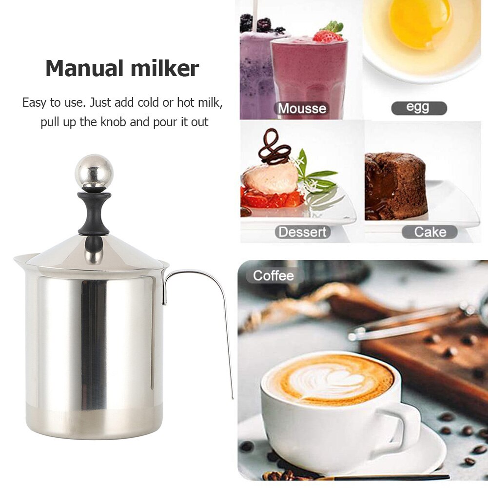 400/800ML Manual Milk Frother Stainless Steel cappuccino Milk Creamer Milk Foam Mesh Coffee Foamer Creamer Kitchen Applicance