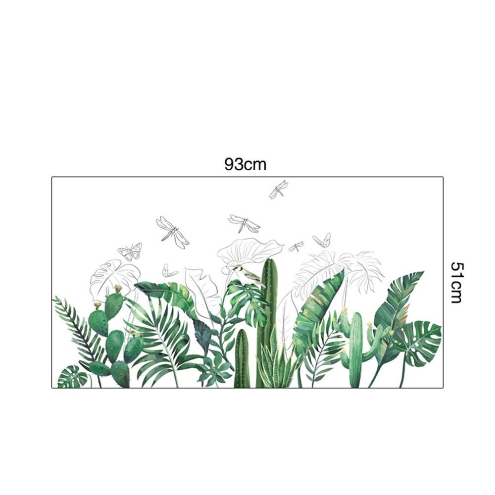Nordic Green Plant Wall Stickers Home Decor Living Room Tropical Rainforest Palm Leaves Decal Wall Mural Children Room Wallpaper: C