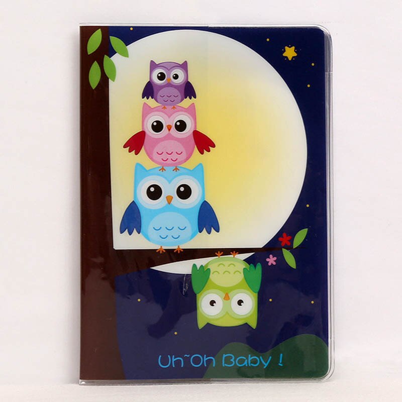 Travel Accessories Cartoon Cute Owl Animals Passport Holder PVC Leather Travel Passport Cover Case Card ID Holders 14cm*9.6cm: 17