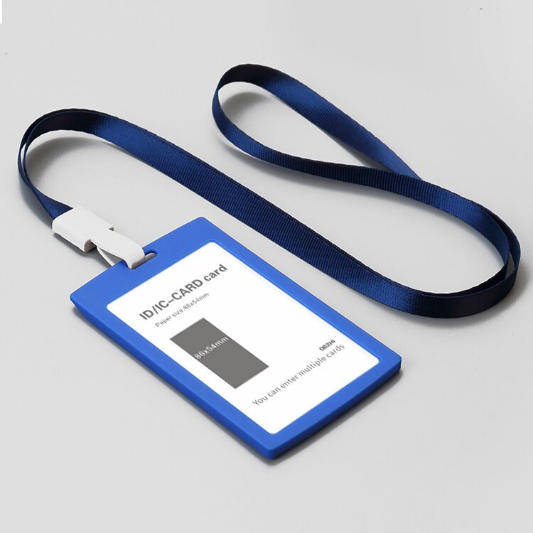 86x54mm ID Karte Halter Horizontale/Vertikale mit Original Lanyard, für Studenten/Business/Mitarbeiter, Preis: V Dark Blue Set