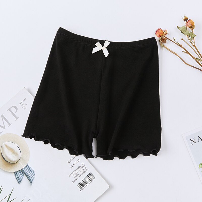 100% Cotton Girls Safety Pants Summer Modal Soft Kids Short Pants Underwear Children Cute Shorts Underpants Ribbed Baby Clothes: Black / 150cm