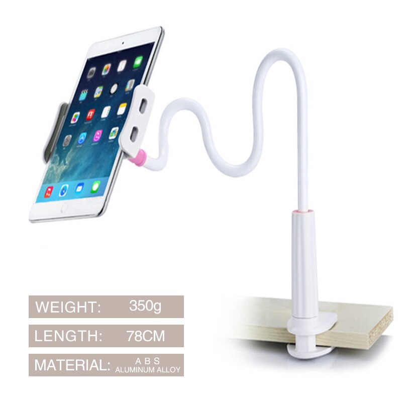 Soporte Flexible para Tablet, Soporte para IPad Mini Air/mobile phone de 3,5 a 10,5 pulgadas, Soporte para cama perezosa, Soporte para tableta, Soporte Flexible: Thick white and pink