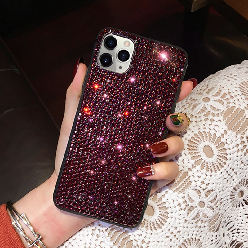 Strass Diamant TPU Souple De Luxe Bling étui pour iPhone 6 6S 7 8 Plus Couverture Arrière Antichoc Pour iPhone 11 Pro X XR XS Max Coque: For iPhone 11 Pro / VIOLET