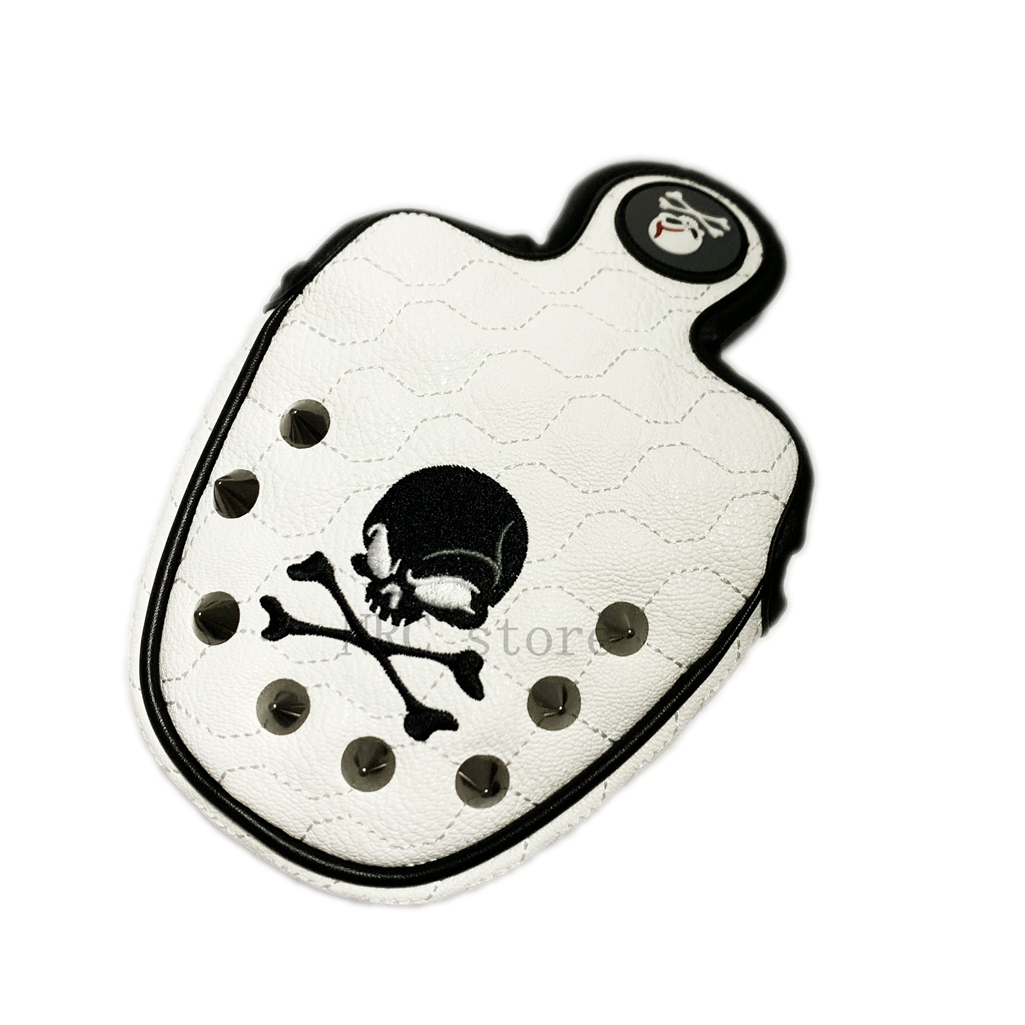 Golf Clubs Headcover Mallet Putter 1Pcs Rivet Skull Embroidery Magnetic Closure Pu Leather