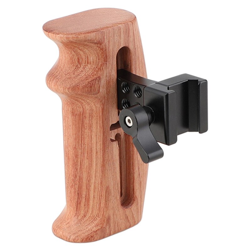 Wooden Handle Grip with NATO Clamp Connection for DSLR Camera Cage Rig (Either Side)