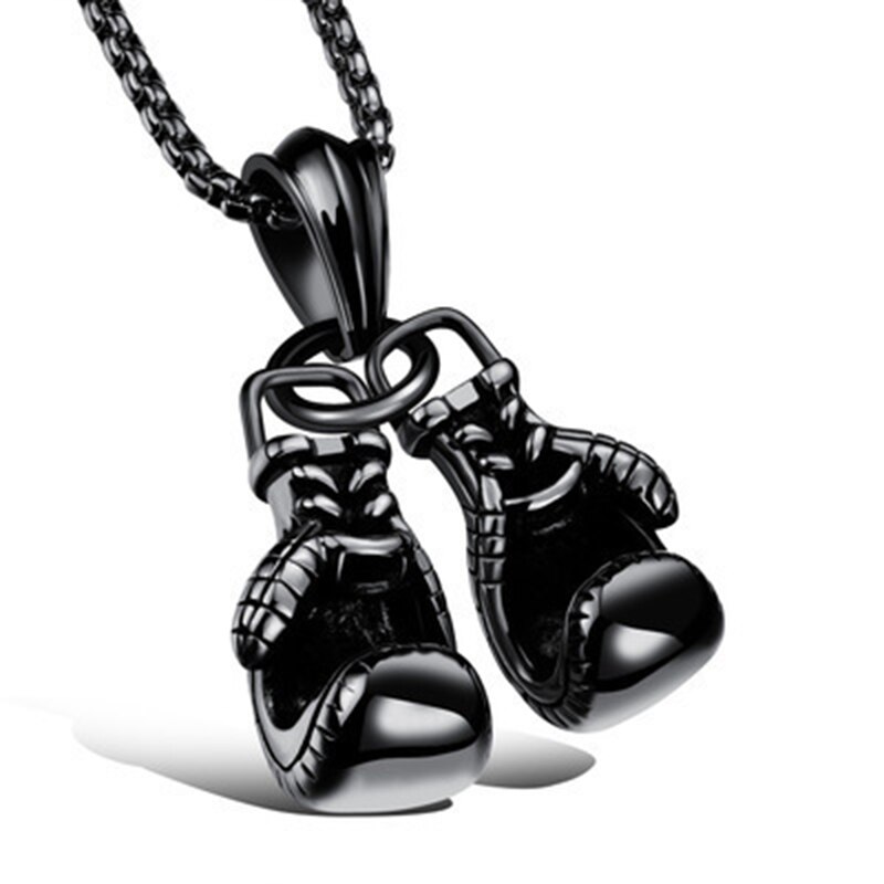 Gloves Pendant Necklaces Barbell Dumbbell Classic Charm Sporty Style Long Chain Necklaces For Male Men Fitness Enthusiast: M023 Black