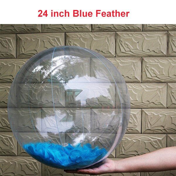 Lovertjes Opblaasbaar Zwembad Float Party Speelgoed Strand Bal Zwemmen Water Speelgoed Ballonnen Volleybal Met Veer: 24in blue feather