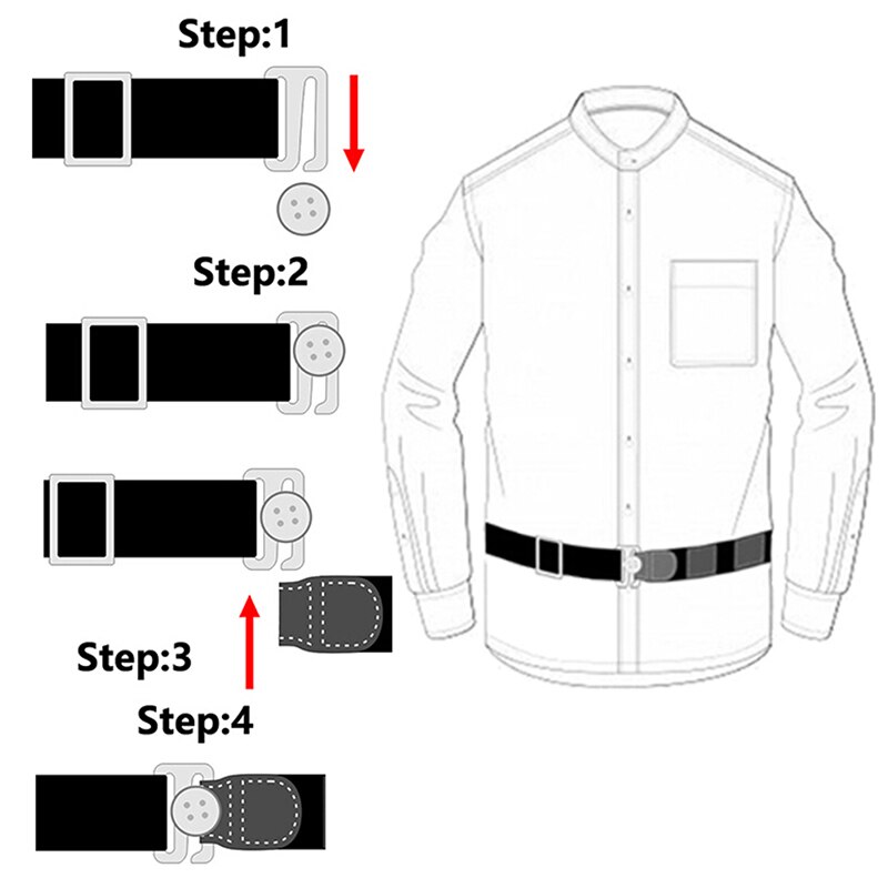 Let skjorteophold justerbart bælte skridsikker rynkefast skjorteholder stropper låsebælteholder nær skjorteophold