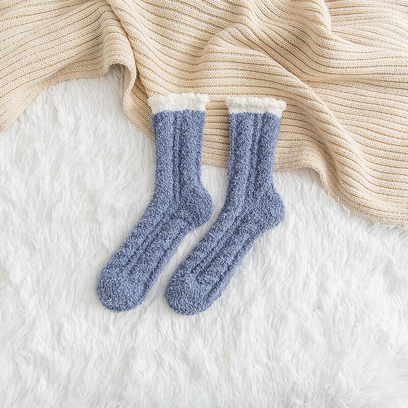 1 Pair of Coral Plush Socks Women's Plush and Thickened Sleeping Terry Socks Autumn and Winter Floor Thickened Warm Socks: 04