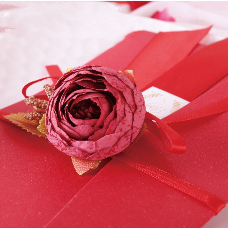 Red Envelop Invitation Card Wedding European Style Floral Greeting Cards Marriage Inviting Cards Casamento Decoration
