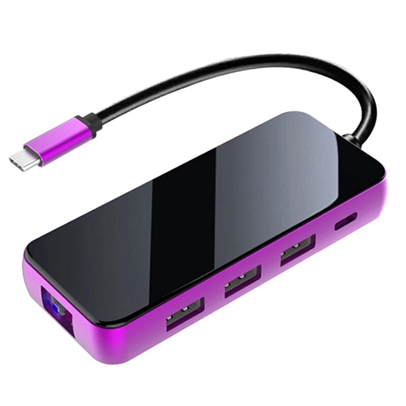 5-In-1 Hub Gigabit Lan USB3.0/RJ45/Pd Type-C Multifunctionele Docking Station