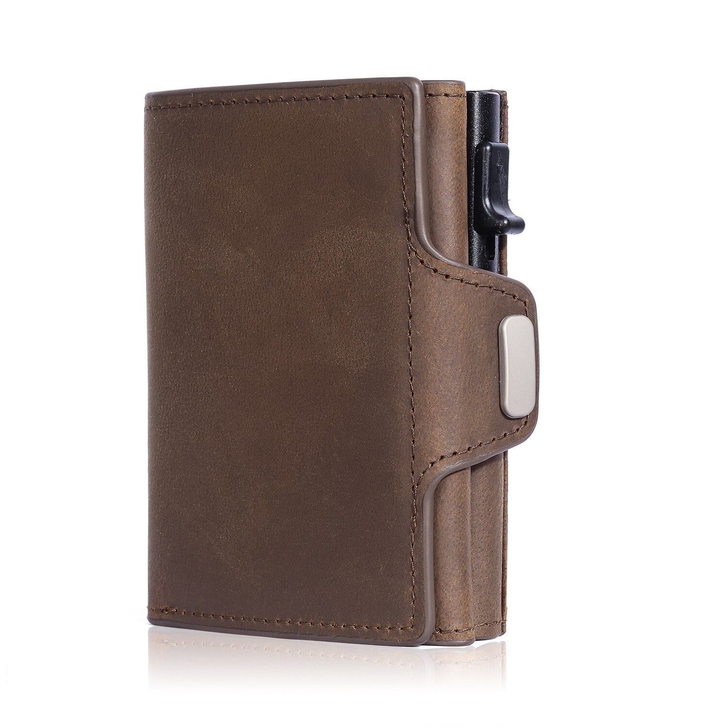 YATBEST True Pickup Bag Automatic Pop up Metal Wallet RFID Anti theft Brush Large Capacity Card Clip for Men