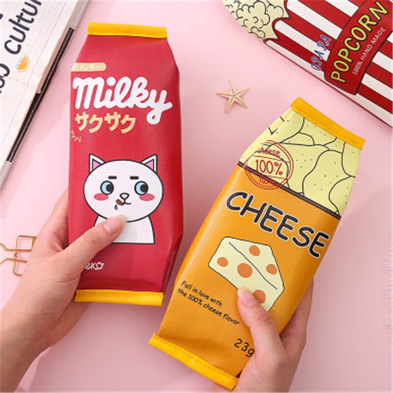 Unusual Pencil cases High Capacity Food Pen Case Cat Pencil Pouch Girls Boys School Supplies PU Waterproof Stationery Bag