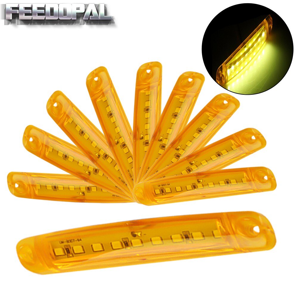 FEEDOPAL 10X 9LED Amber Side Marker Indicator Signal Tail Light Clearance Lamp Caravan Truck Trailer Lorry Van 12V